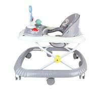 Girello per bambini 5 in 1, girello pieghevole per bambini, con 4 altezza regolabile, luci, musica, vassoio di attività rimovibile, carico 12 kg, per 6 mesi e 67 x 72 x 92 cm, grigio (B)