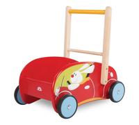 Girello per bambini in legno a forma di macchina rossa
