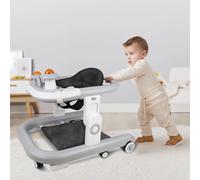 Girello per bambino e ragazza, evolutivo, 3 in 1, girello da passeggio pieghevole, 6 ruote, anti-caduta, 3 velocità regolabili, grigio