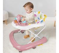Girello pieghevole Bebe - Girello per bambini, multifunzione, con ruote silenziose, centro attività, vassoio rimovibile anti ribaltamento da 6 a 18 mesi (62 x 68 x 36-81 cm, colore: rosa)