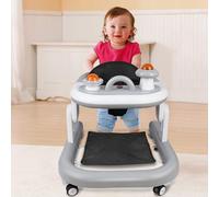 Girello regolabile in altezza con ruote silenziose, centro di attività con musica e luci, per bambini da 6 a 18 mesi, carico 12 kg, 70 x 56 x 42 cm, grigio