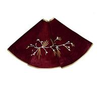 Gireshome 91,4 cm agrifoglio foglia ricamo albero albero di Natale gonna gonne di velluto rosso decorazioni per albero di Natale Merry Christmas forniture decorazione natalizia