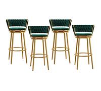 Girevole a Set sedie bancone Velluto con Schiena Intrecciata e poggiapiedi, sgabelli da Bar in Oro di Lusso per l'isola della Cucina, caffè, Pub (75 cm Verdi)