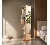 Girevole Full Body specchio appendiabiti ganci, Specchio a figura intera in legno massello rotante a 360° , 2-in-1 in piedi specchi con appendiabiti, per soggiorno Camera da letto Guardaroba