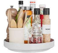 Girevole Portaspezie Organizer Lazy Susan - 360° Rotanti vassoio in Metallo Portaoggetti Organizzatore 28cm Portaspezie per Dispensa Cucina Mobile Piano di Bagno Tavolo, Bianco