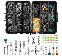 Girevoli da pesca Snaps Kit, 205 pz/scatola Accessori da pesca con canna girevole, Cuscinetto a sfera girevole Snap, 3 vie girevoli, Scivolo Sinker, Duo Lock Snap, Space Beans, Set di attrezzatura da pesca d'acqua dolce