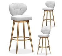 girevoli Set 3, Sgabello Barra Altezza, di Velluto Retro Medio, Sedia Bar Imbottita con Base in Metallo, sgabelli per Isole da Cucina (+Oro, 37x40x65cm)