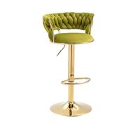 girevoli Set sgabelli bancone Regolabili a Altezza sedie di casa con Bassa Schiena, Base d'oro e Rivestimento in Velluto, Sedia da Pranzo per l'isola della Cucina, caffè, Pub, Bar (1 pc Verde)