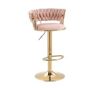 girevoli Set sgabelli bancone Regolabili a Altezza sedie di casa con Bassa Schiena, Base d'oro e Rivestimento in Velluto, Sedia da Pranzo per l'isola della Cucina, caffè, Pub, Bar (1 pc Rosa)