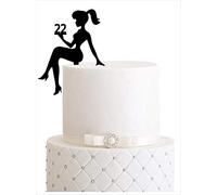 Girl, birthday, statuetta per torte, topper per compleanno, compleanno ragazza, sweet 16, sweet 18, numero topper, compleanno, decorazione di compleanno, decorazione (nero, 22)