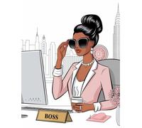 Girl Boss Undated Planner for Black Women | Minimalist Daily To-Do Notebook & Productivity Organizer | Chic 8.5 x 11" Notepad with Blue & White Interior | 100 Pages, Goal-Setting & Reflection Journal
