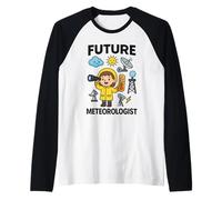 Girl Cute Future Meteorologist Kids Junior Weather Scientist Maglia con Maniche Raglan