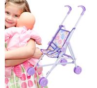Girl Doll Toy Stroller | Realistic Stroller Toy Role Play - Dress Up Doll Pram, Pretend Game Supplies for New Year Christmas Birthday Vacation Home Holiday