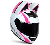 Girl Donna Casco Integrale Moto Orecchio Gatto Casco Full Face Certificato ECE Interno Rimovibile/Orecchio Gatto Lenti Antinnebbia Per Adulti Uomini Donne S-XL 55-62CM