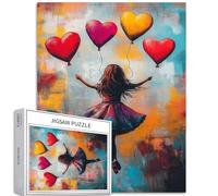 Girl Flying - Puzzle da 1000 pezzi per adulti a forma di cuore palloncino stile Banksy puzzle colorato fai da te per la decorazione della casa regali puzzle famiglia perfetto per serate di gioco, 50 x