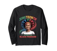 Girl Juneteenth 6-19-1865 Celebration Black Maglia a Manica