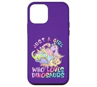 Girl Loves Dinosaurs Science Museum Kid Viola Rosa Compleanno Custodia per iPhone 12 mini