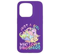 Girl Loves Dinosaurs Science Museum Kid Viola Rosa Compleanno Custodia per iPhone 15 Pro
