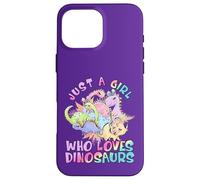 Girl Loves Dinosaurs Science Museum Kid Viola Rosa Compleanno Custodia per iPhone 16 Pro Max