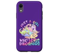 Girl Loves Dinosaurs Science Museum Kid Viola Rosa Compleanno Custodia per iPhone XR