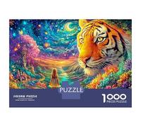 Girl Meets A Giant Tiger Puzzle Da 1000 Pezzi The Forest King Perfetto Per Uomini, Donne, Anziani E over 65 38x26cm/1000pcs
