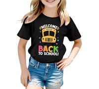 Girl of School Shirt Big Kid School's Out for Summer T-Shirt Flower Sunglasses Graphic Short Sleeve Tee Top Abbigliamento Top, Nero , 1-2 Anni