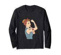 Girl Power Femminista Retro Art Rosie Rivettatrice Tattoo Punk Maglia a Manica