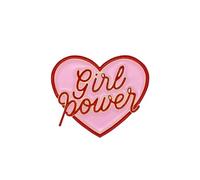 Girl Power - Spilla smaltata a forma di cuore, rosa e rossa, per zaini, giacche, regali e accessori