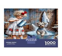 Girl Puppy Bath 1000 Pezzi Puzzle Premium Whimsical Domestic Joy Set Puzzle Cartone Robusto - Puzzle Coppia Ultra Difficile, Top Valutato, Regalo Di Natale Perfetto Per Tutti 38x26cm/1000pcs