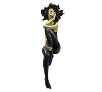 Girl Sculpture Decor, Meditation Afro Figurine, Resin Statue Shelf Accent with Peaceful Pose for Bedroom Cabinet Dorm Apartment Hotel Bookshelf Birthday Celebration Display, Thoughtful Present Choice