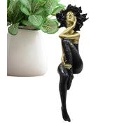 Girl Sculptures Home Decor, Afro Girl Resin Art, Modern Indoor Decorations, Apartment Display, Elegant Female Statue Artwork for Bedroom, Living Room, Study, Bookshelf, Dorm, Hotel and Restaurants Use