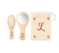 ''Girl'' Set Spazzola Neonato Personalizzato Spazzola Morbida e Specchio Personalizzati con Nome Legno Naturale Idea Regalo Natale Nascita Ser per la Cura del Bambino Bambina