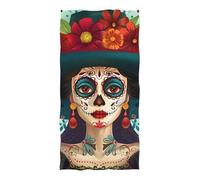 Girl Skull Day of The Dead Telo Mare Microfibradi 80X130Cm Asciugamano da Spiaggia Assorbente Morbido Coperta da Spiaggia per Giardino Viaggi Fitness