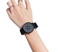 Girl Student Watch, quadrante con figure geometriche, orologio analogico cinturino in tela quadrante rotondo, moda, romanzo e semplici orologi, per bambini signore donne orologi ( Color : Black )