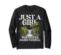 Girl Who Loves Chasing Waterfall River Nature Cute Design Maglia a Manica