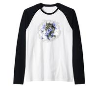 Girl Who Loves Dragons Purple Dragon Flower Butterfly Floral Maglia con Maniche Raglan