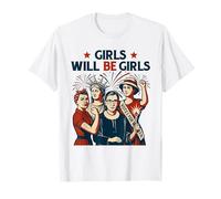 Girl Will be Girls Patriotic Feminist 4 luglio Donna Maglietta