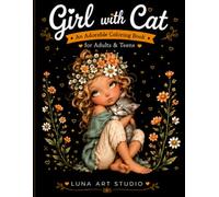 Girl with Cat: An Adorable Coloring Book for Adults & Teens