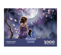 Girl with Cat Under Moon Materiale Di Qualità Gioco Hobby Ideale, Perfetto Per Tempo in Famiglia E Relax Indoor 52x38cm/1000pcs
