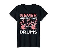 Girl With Drums Funny Drumming Band Drummer Girls Women Gift Maglietta