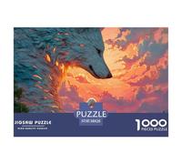 Girl with Long White Hair 1000 Pcs Cartone Robusto Puzzle Wolf And Sunset Sfida Unica Gioco Creativo Puzzle Per Bambini 38x26cm/1000pcs