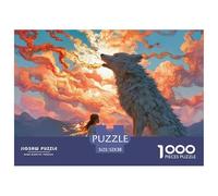 Girl with Wolf 1000 Pezzi Cartoncino Premium Puzzle Wolf Under The Sunset Antistress Gioco Creativo Puzzle Per Bambini 52x38cm/1000pcs