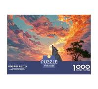 Girl with Wolf 1000 Pezzi Cartoncino Premium Puzzle Wolf Under The Sunset Antistress Gioco Creativo Puzzle Per Adulti E Bambini 38x26cm/1000pcs