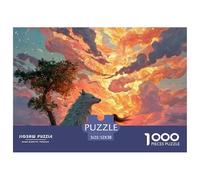 Girl with Wolf 1000 Pezzi Cartoncino Premium Puzzle Wolf Under The Sunset Sfida Unica Gioco Creativo Puzzle Decorazioni Per La Casa 52x38cm/1000pcs