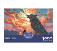 Girl with Wolf 1000 Pezzi Cartoncino Premium Puzzle Wolf Under The Sunset Sfida Unica Gioco Creativo Puzzle Per Bambini 38x26cm/1000pcs