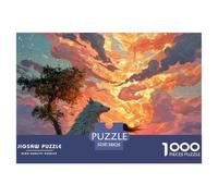 Girl with Wolf 1000 Pezzi Cartone Robusto Puzzle Wolf Under The Sunset Sfida Unica Gioco Per Famiglie Puzzle Per Adulti E Bambini 38x26cm/1000pcs