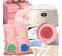 GIRLEARLE Kit di cera digitale premium per donne e uomini, scalda cera a casa con perle di cera e vaso di silicone, mira diversi tipi di bikini brasiliani,