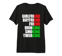 Girlfriend End Drinking King Single Addio al Celibato Festa Maglietta Premium