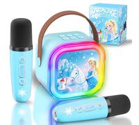 GirliGlee Karaoke per Bambini, Mini Cassa Bluetooth con 2 Microfoni Wireless Karaoke, Microfono Frozen Bambina 3 4 5 6 7 8 9 anni,Regalo Giochi per Bambina 3-7 anni
