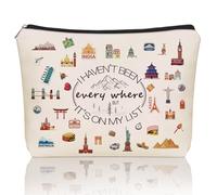 Girlly Borsa per il trucco regalo da viaggio mondiale: graziosa borsa per cosmetici I Haven't Been Everywhere But It's on My List For Teen Girl & Women Travellers.Ideal Travel Gift Cosmetic Bag per